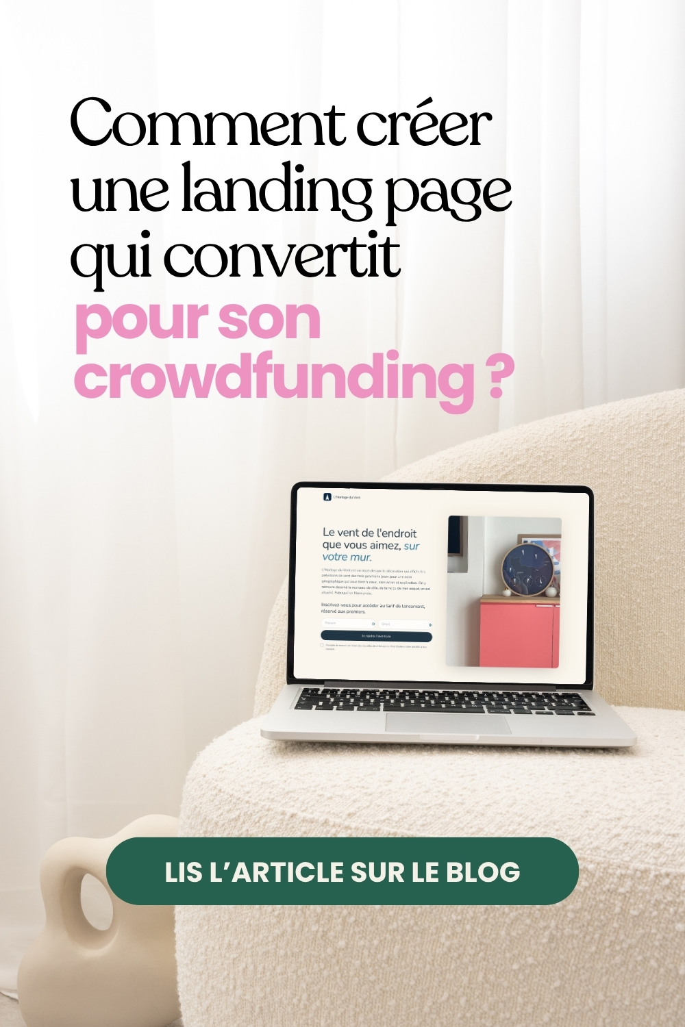 Ordinateur portable affichant page de financement participatif efficace